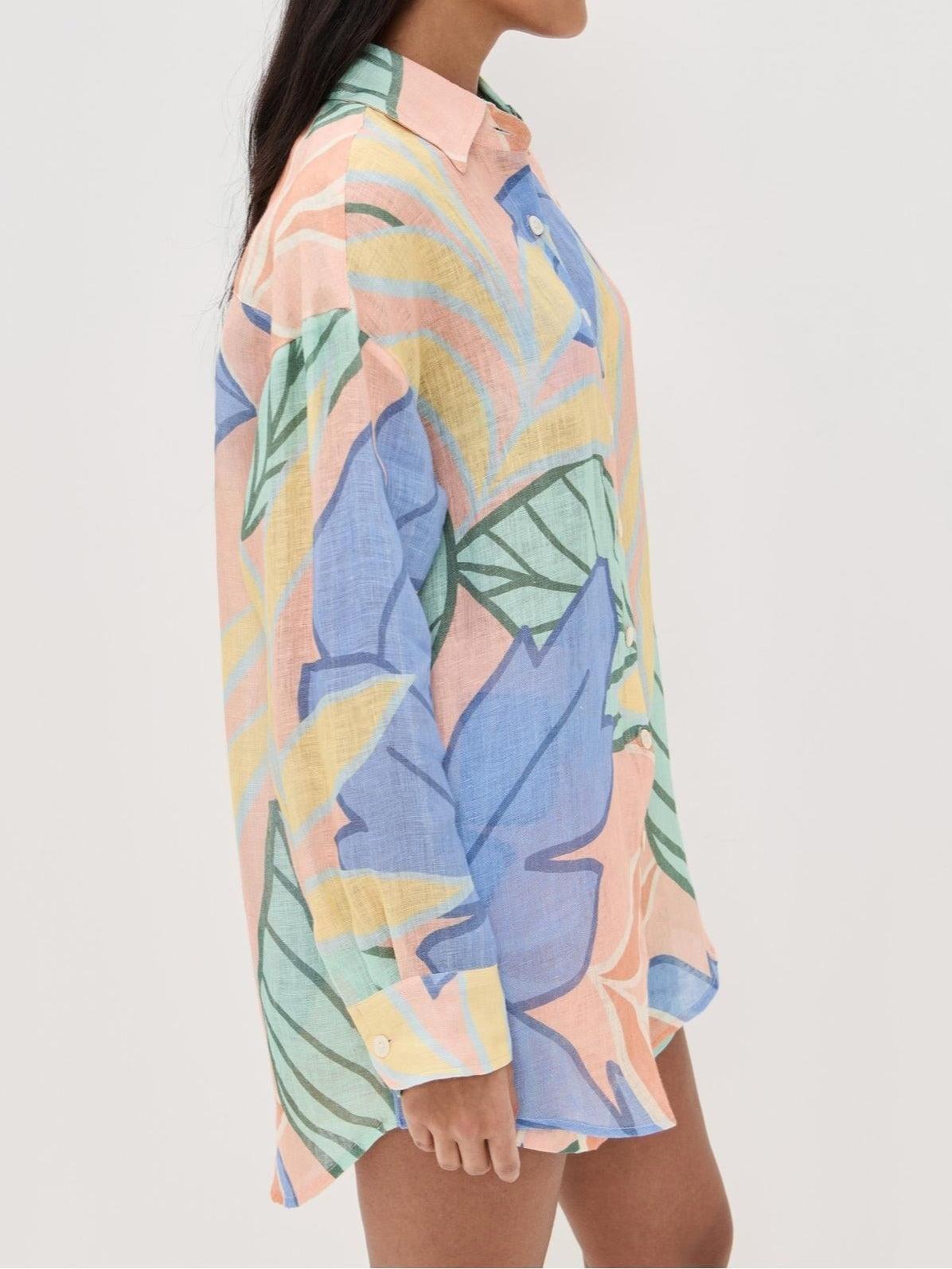Amandine | Korte set met tropische bladerenprint