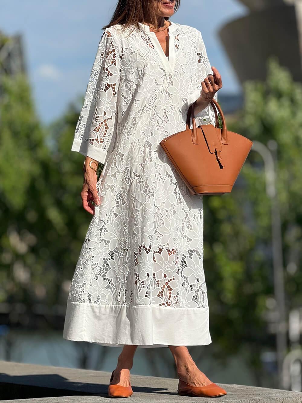 Willow | Midi Jurk V-Hals Bloemen Glamour van het Strand