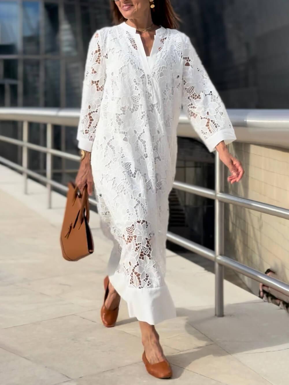Willow | Midi Jurk V-Hals Bloemen Glamour van het Strand
