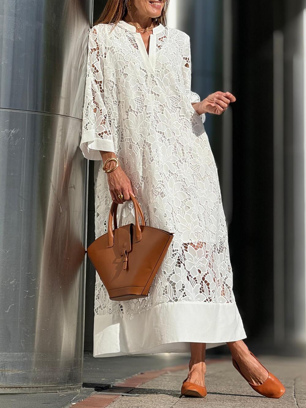 Willow | Midi Jurk V-Hals Bloemen Glamour van het Strand