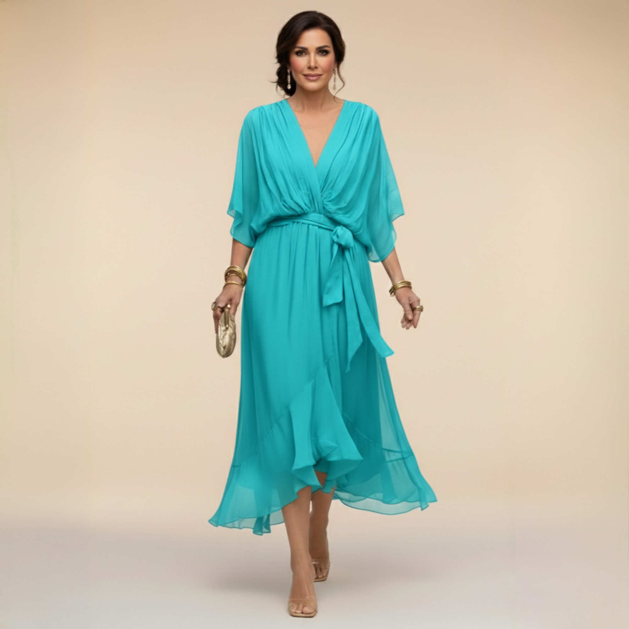Sarah | Chiffon V-Hals Jurk Sandra