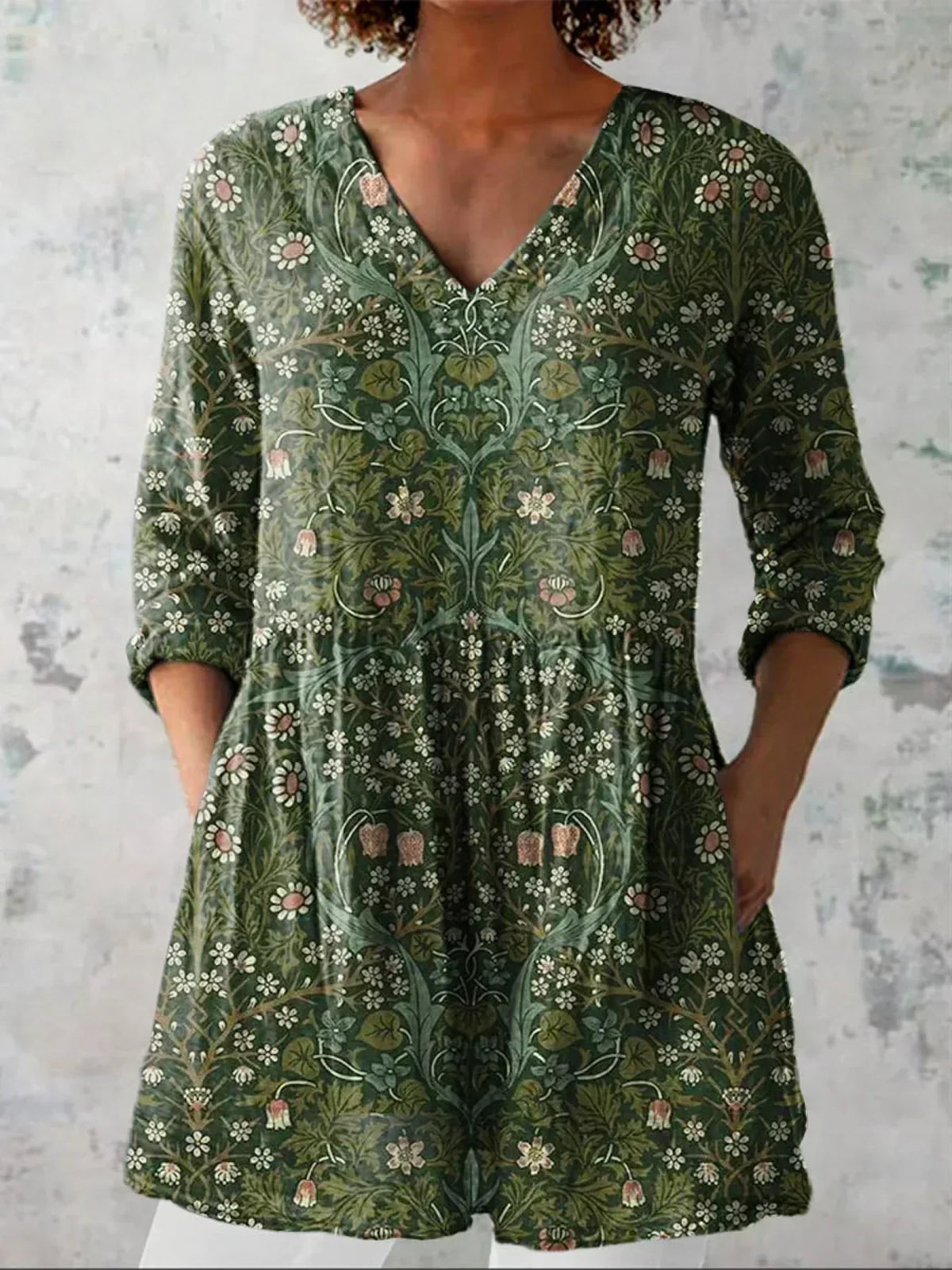 Sophia | Chemise V-Hals Bloem Vintage