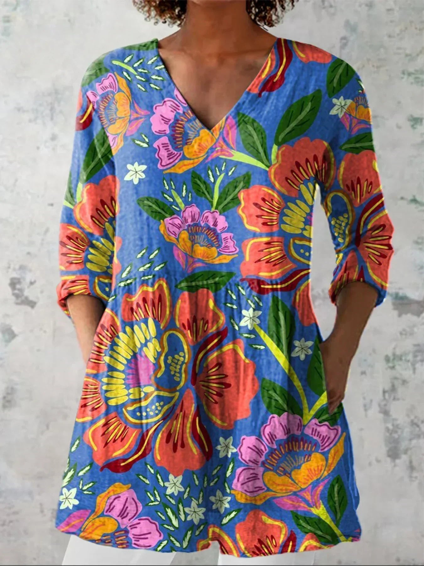 Abigail | Chemise V-Hals met Tropische Bloemenprint