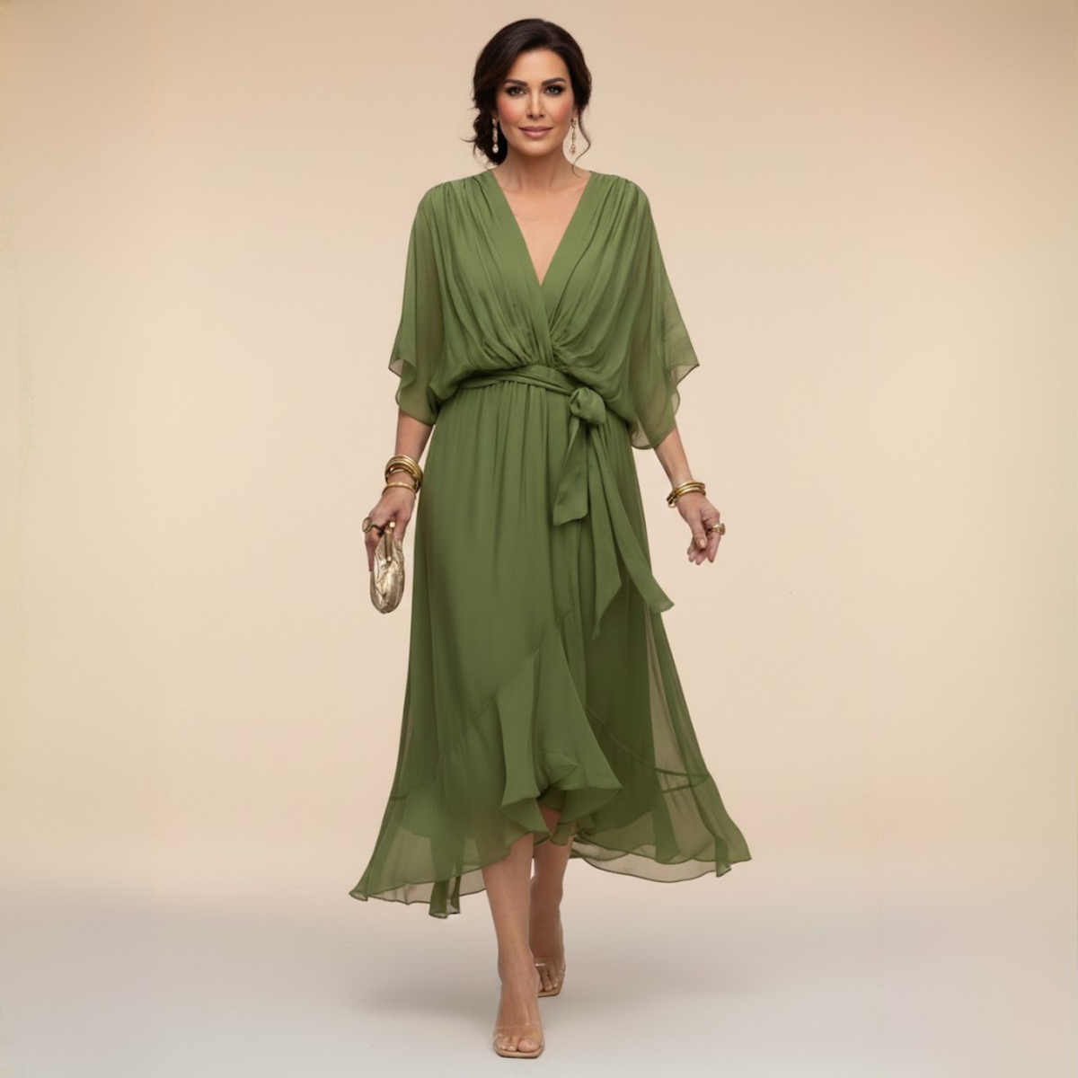 Sarah | Chiffon V-Hals Jurk Sandra