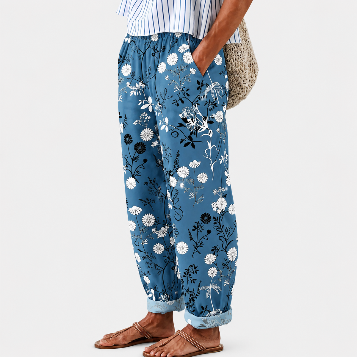 Relax Broeken Blauwe Bloemen