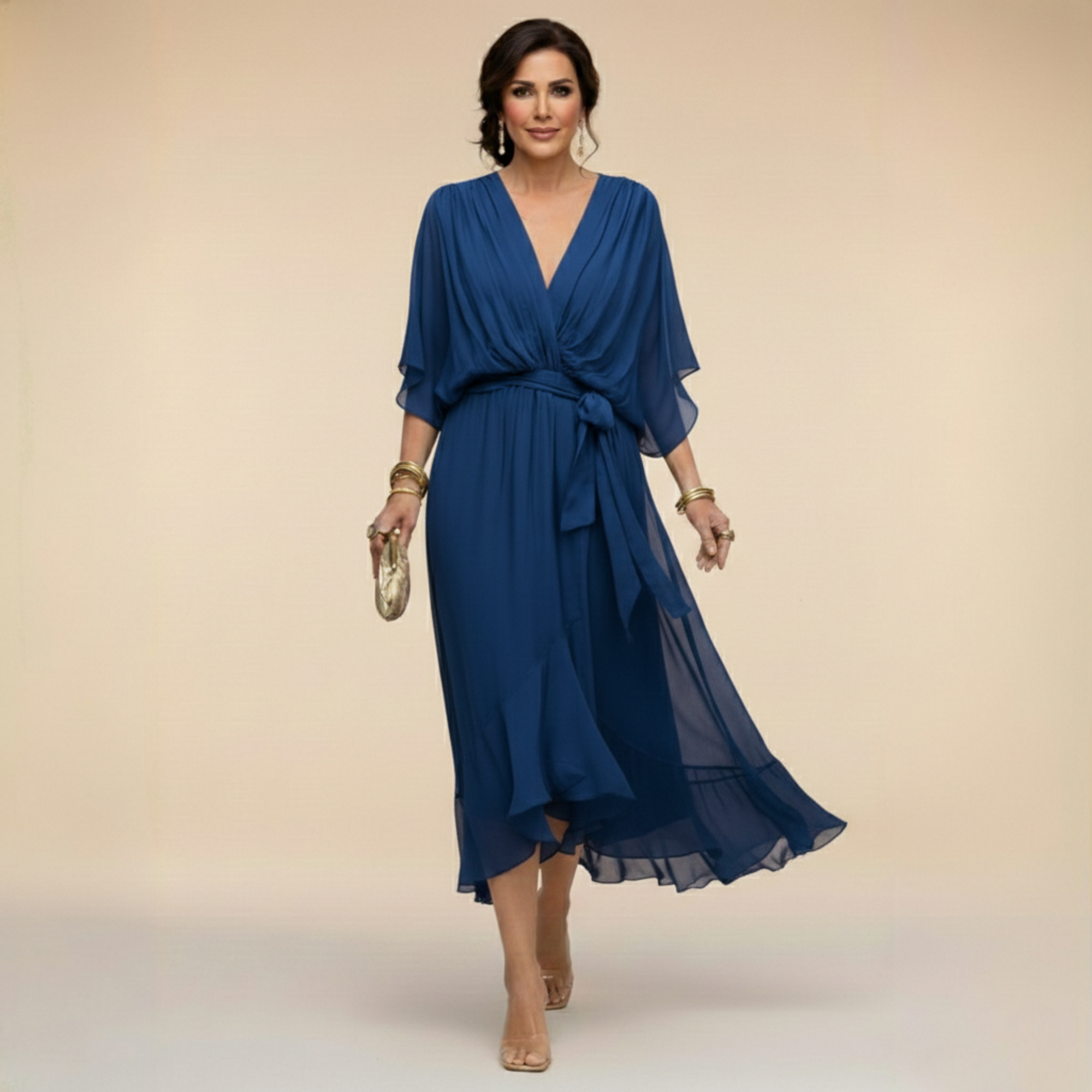 Sarah | Chiffon V-Hals Jurk Sandra