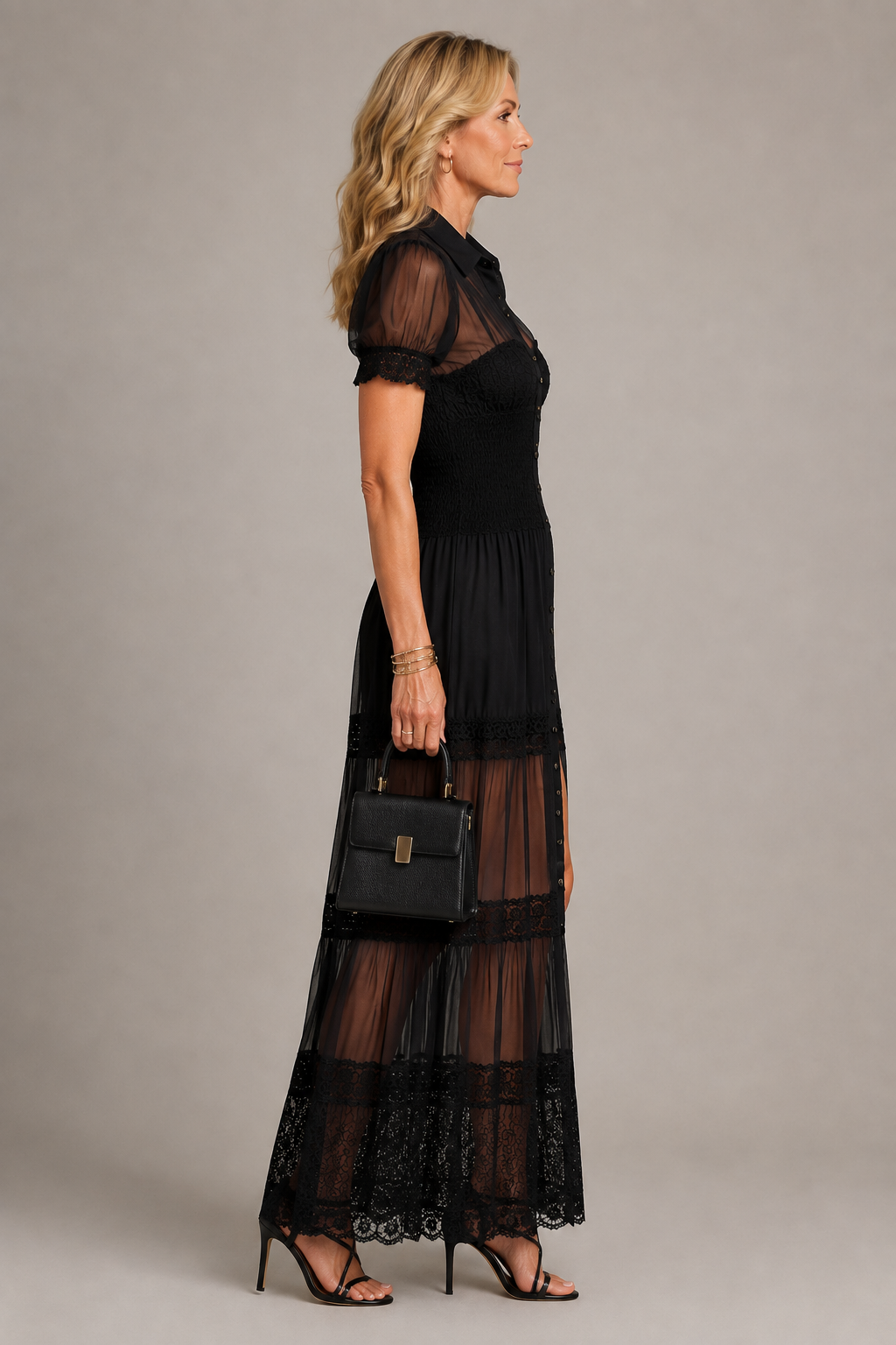 Amélie Elegante kanten maxi-jurk