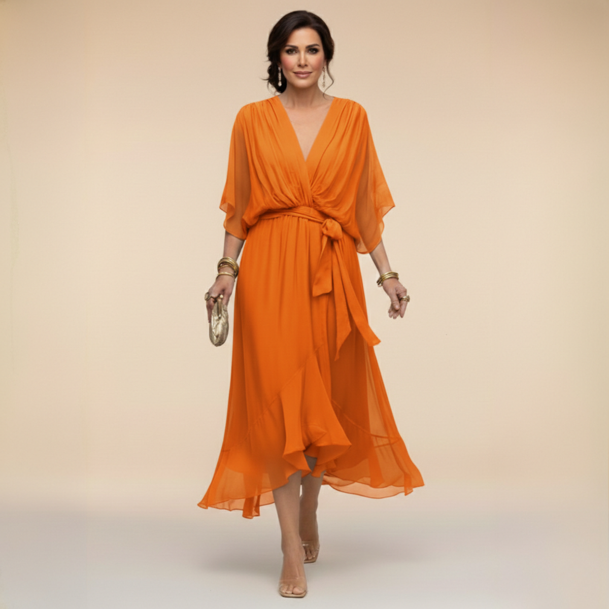 Sarah | Chiffon V-Hals Jurk Sandra