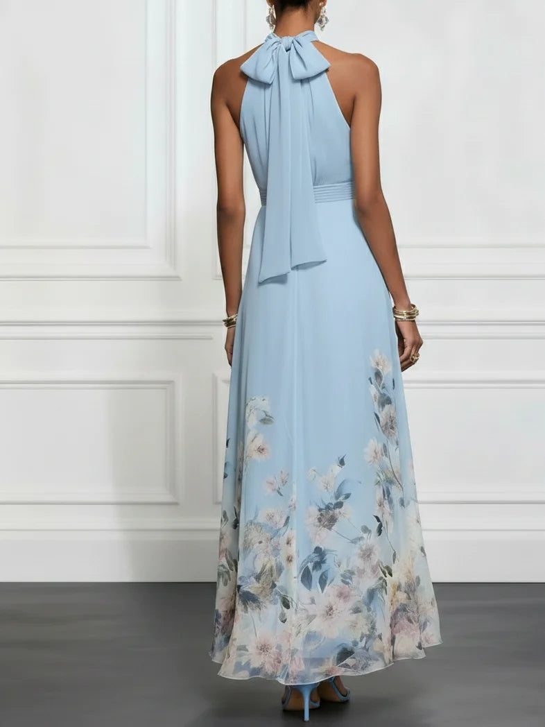 Rosalyn | Maxi Jurk Chiffon Bloemen Blauw