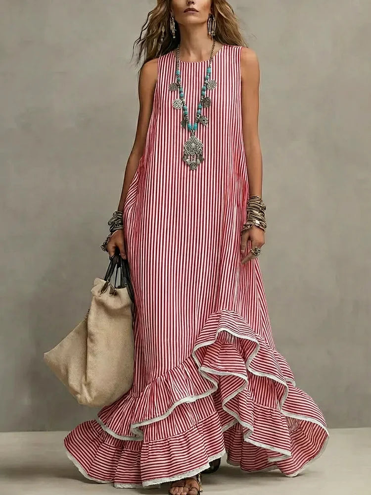Grace  | Retro Maxi Jurk met Volants