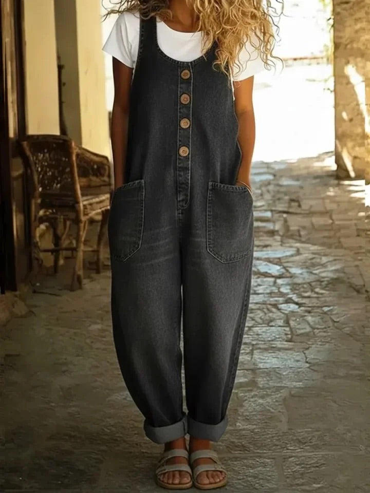 Ruth | Vintage Gewassen Denim Salopette van Katoen
